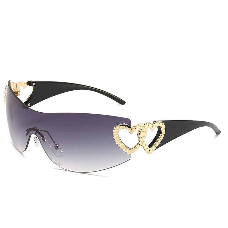 Wholesale Hollow Heart Frameless PC Sunglasses